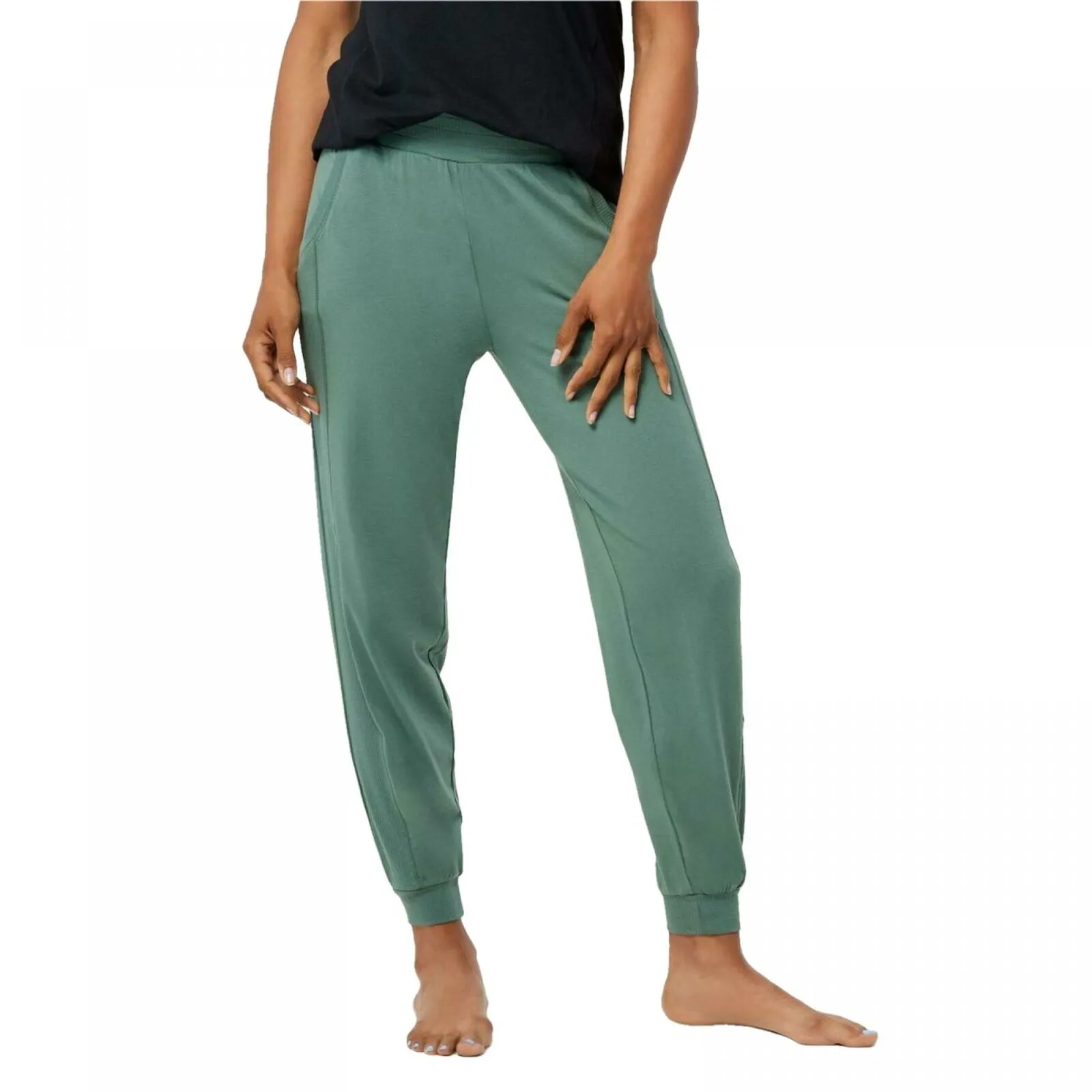 AnyBody Women's Tall Side Ribbed Cozy Knit Jogger Pants