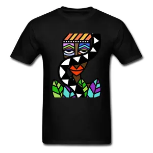Art Design Men T-shirt African Beauty Abstract Painting Short Sleeve T Shirt Male Unique Street Wear Exotic Tshirt