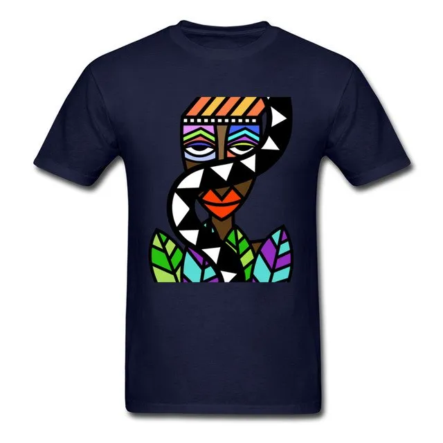 Art Design Men T-shirt African Beauty Abstract Painting Short Sleeve T Shirt Male Unique Street Wear Exotic Tshirt