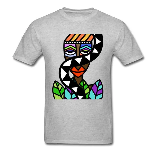 Art Design Men T-shirt African Beauty Abstract Painting Short Sleeve T Shirt Male Unique Street Wear Exotic Tshirt
