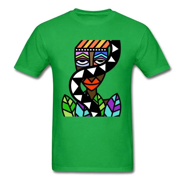 Art Design Men T-shirt African Beauty Abstract Painting Short Sleeve T Shirt Male Unique Street Wear Exotic Tshirt