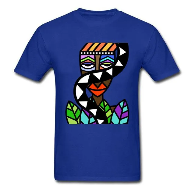 Art Design Men T-shirt African Beauty Abstract Painting Short Sleeve T Shirt Male Unique Street Wear Exotic Tshirt