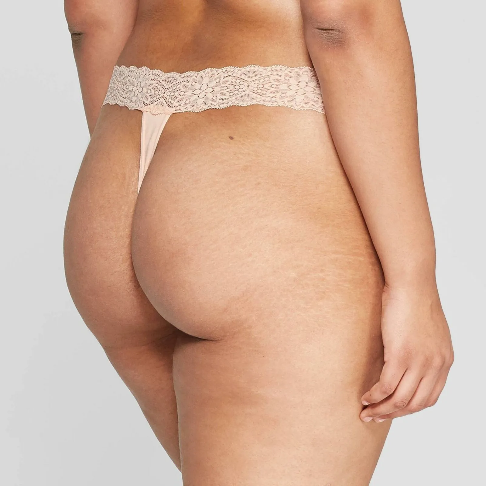 Auden Women's Cotton Thong with Lace Waistband