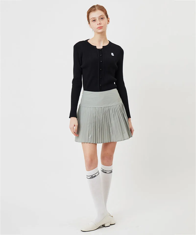 AVEN Button Point Round Neck Knit - Black