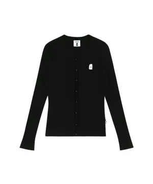 AVEN Button Point Round Neck Knit - Black