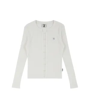 AVEN Button Point Round Neck Knit - White