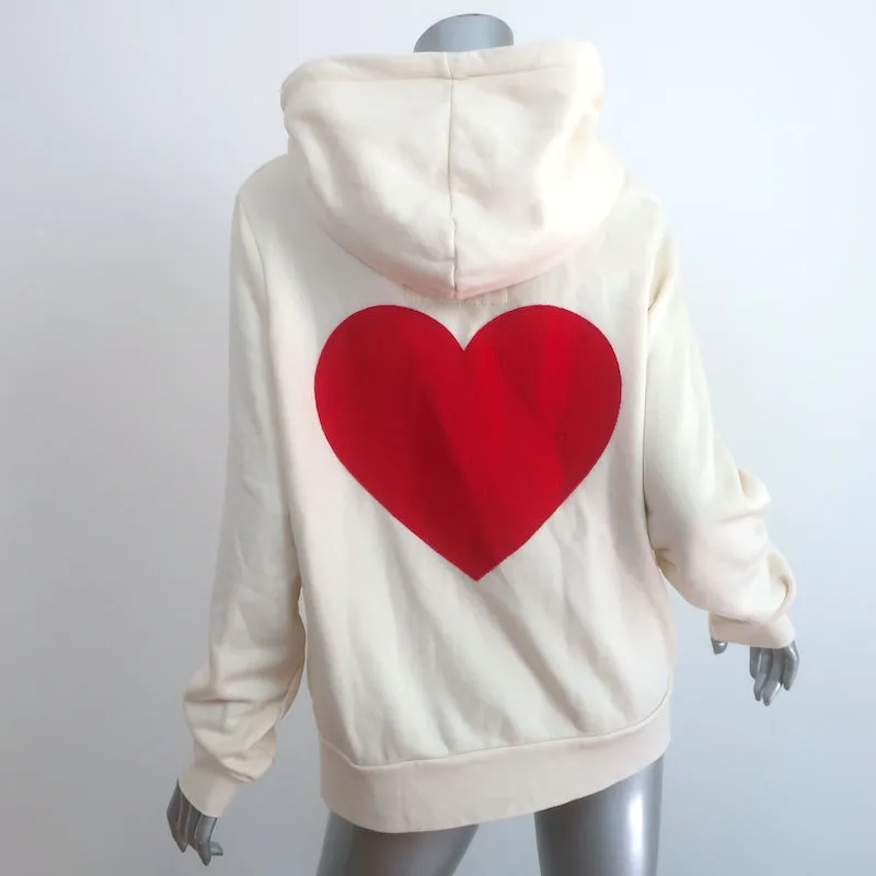 Aviator Nation Heart Stitch Zip-Up Hoodie Sweatshirt Ivory Size Medium