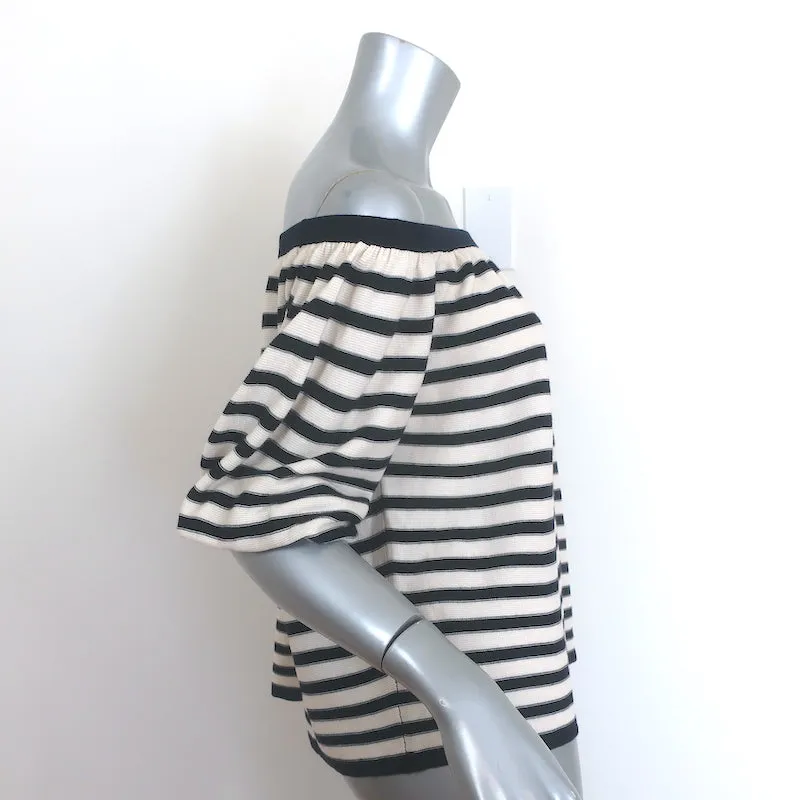 Ba&sh Elvis Off the Shoulder Striped Sweater Navy/Cream Cotton-Modal Size 0 NEW