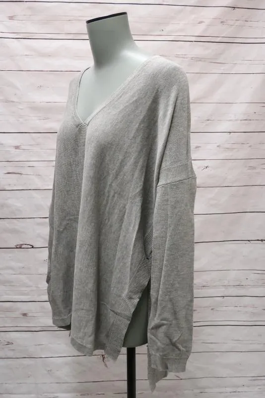 Barbara Bui Sweater Heather Gray Cotton-Modal Size Small Side Split Pullover