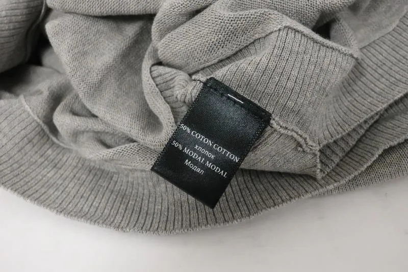 Barbara Bui Sweater Heather Gray Cotton-Modal Size Small Side Split Pullover