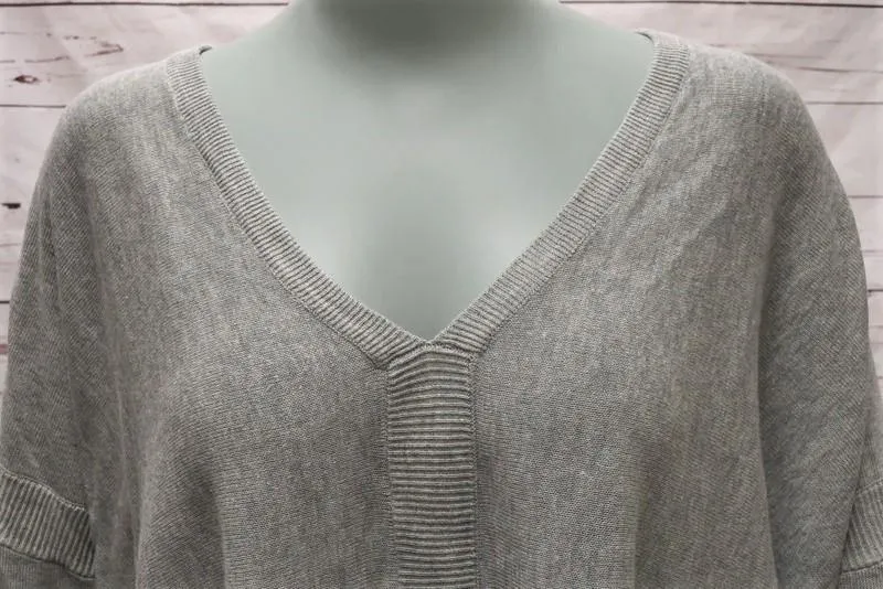Barbara Bui Sweater Heather Gray Cotton-Modal Size Small Side Split Pullover