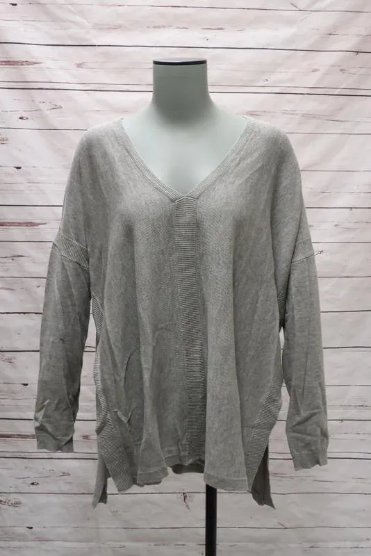 Barbara Bui Sweater Heather Gray Cotton-Modal Size Small Side Split Pullover