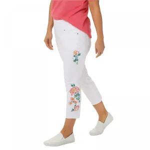 Belle by Kim Gravel Women's Plus Size TripleLuxe Twill Floral Cropped Jeggings