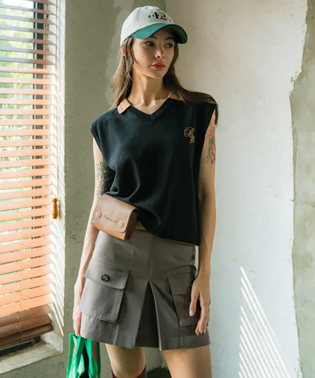 BENECIA 12 Betu Collar Knit Vest - Black