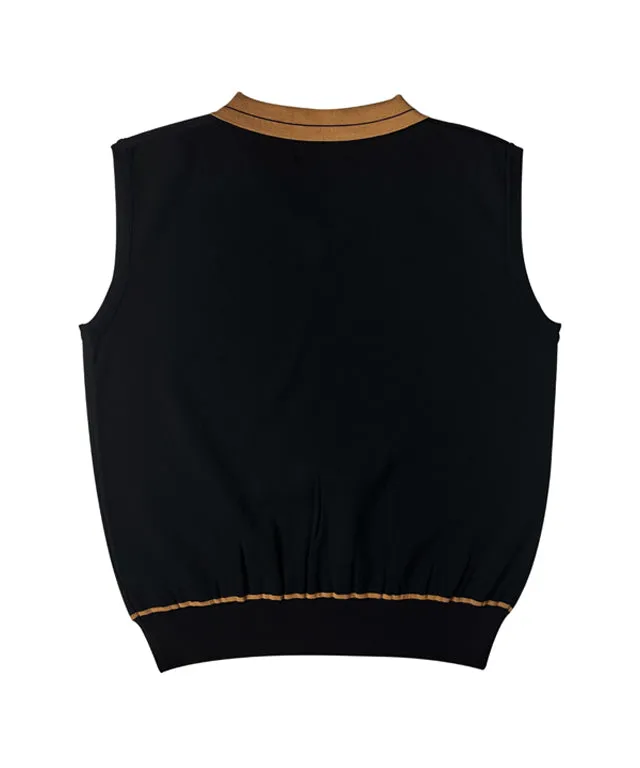 BENECIA 12 Betu Collar Knit Vest - Black