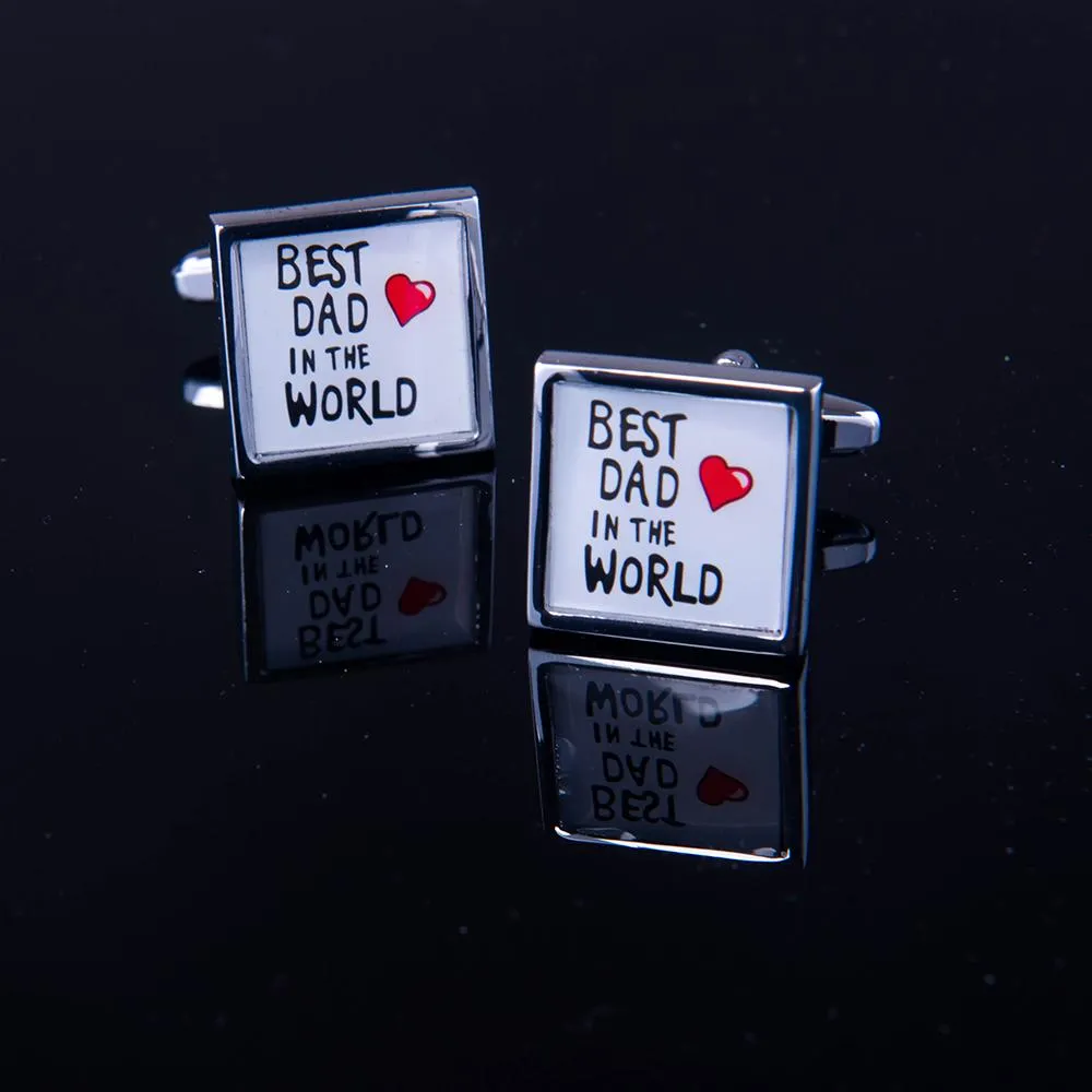 Best Dad Mens Stainless Steel Square Cufflinks for Shirt with Box - Hand Crafted Perfect Gift