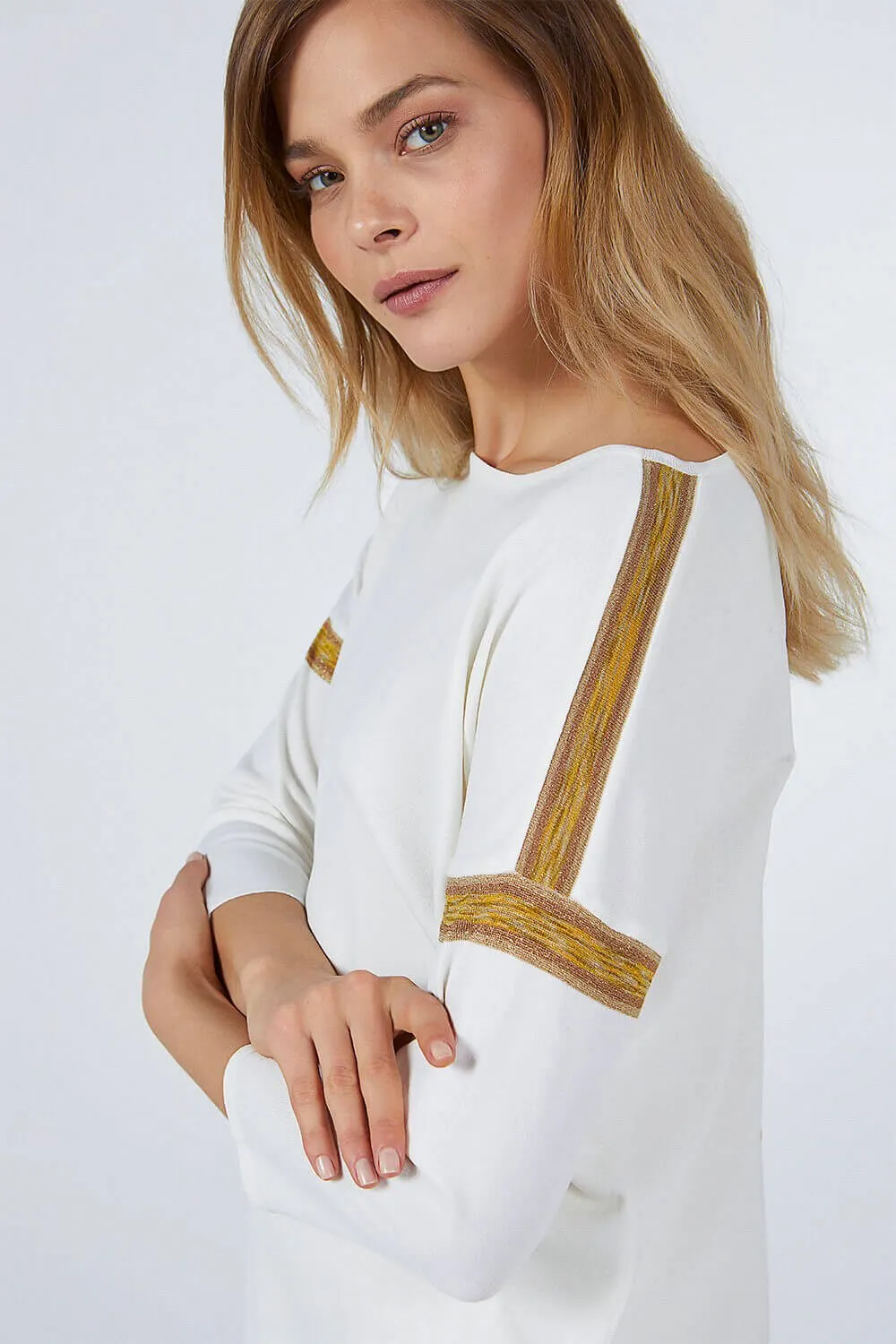 BICYCLE NECK INTARSIA KNITWEAR SWEATER WHITE
