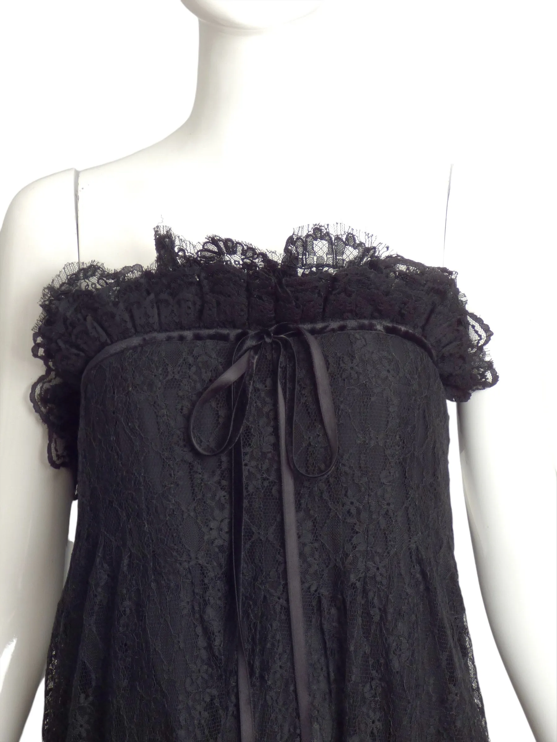 BILL BLASS- 1970s Black Lace Evening Gown, Size-8
