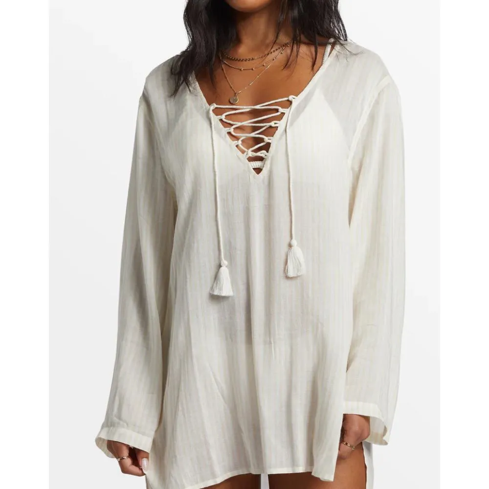 BILLABONG BLUE SKIES BEACH MINI DRESS SALT CRYSTAL