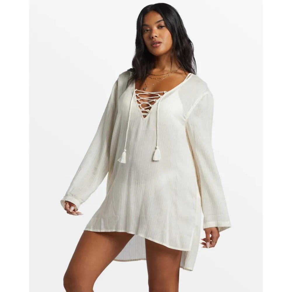 BILLABONG BLUE SKIES BEACH MINI DRESS SALT CRYSTAL