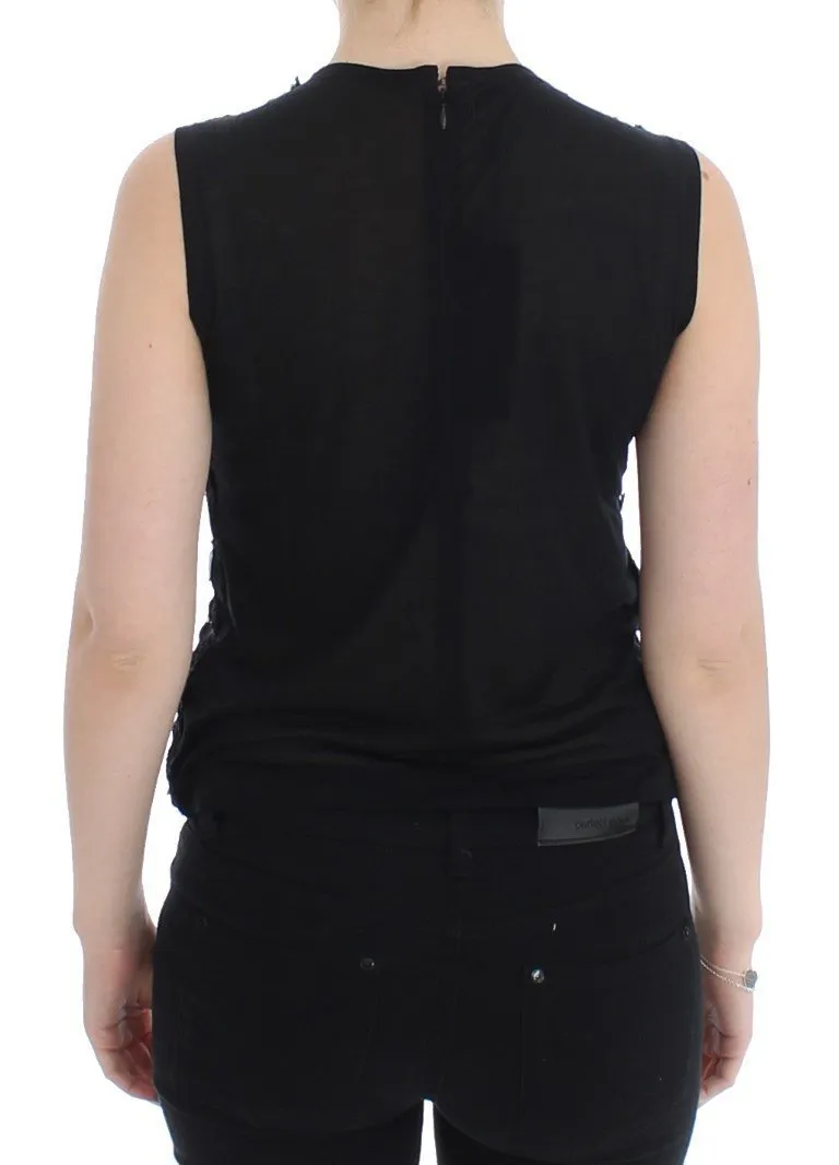 Black lace floral tank top