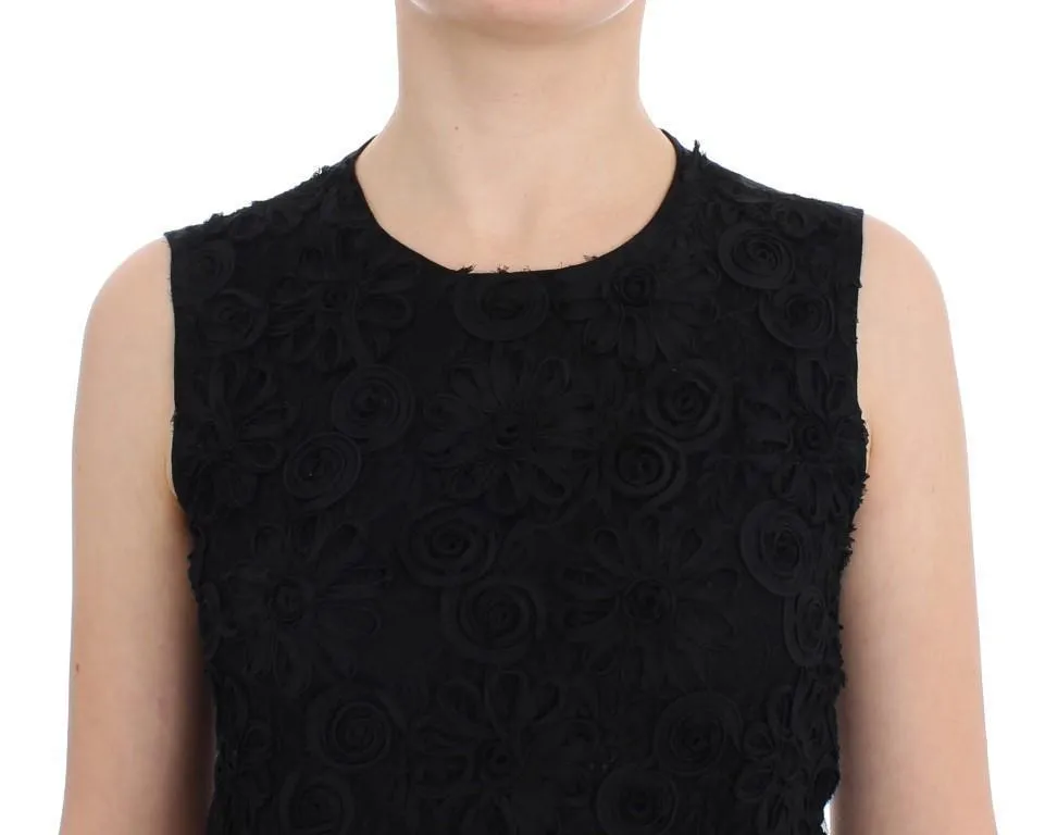 Black lace floral tank top