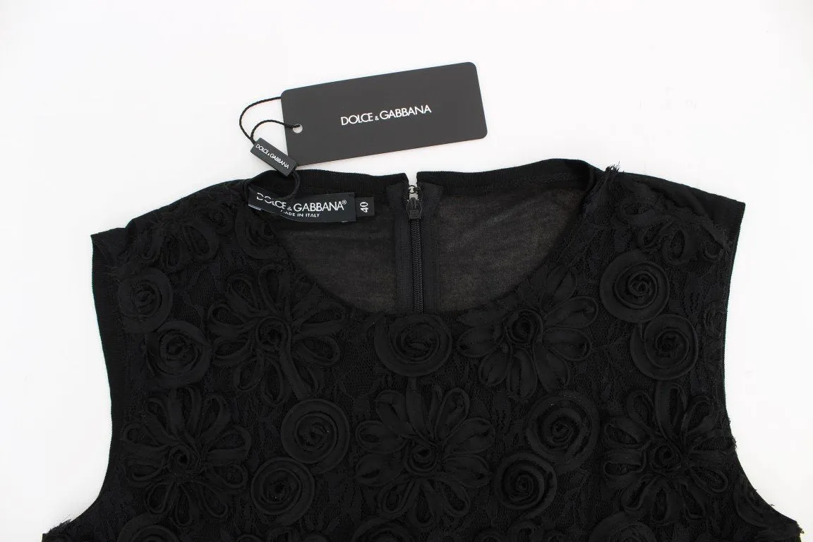 Black lace floral tank top