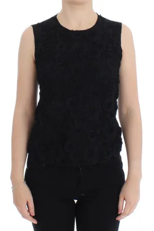 Black lace floral tank top