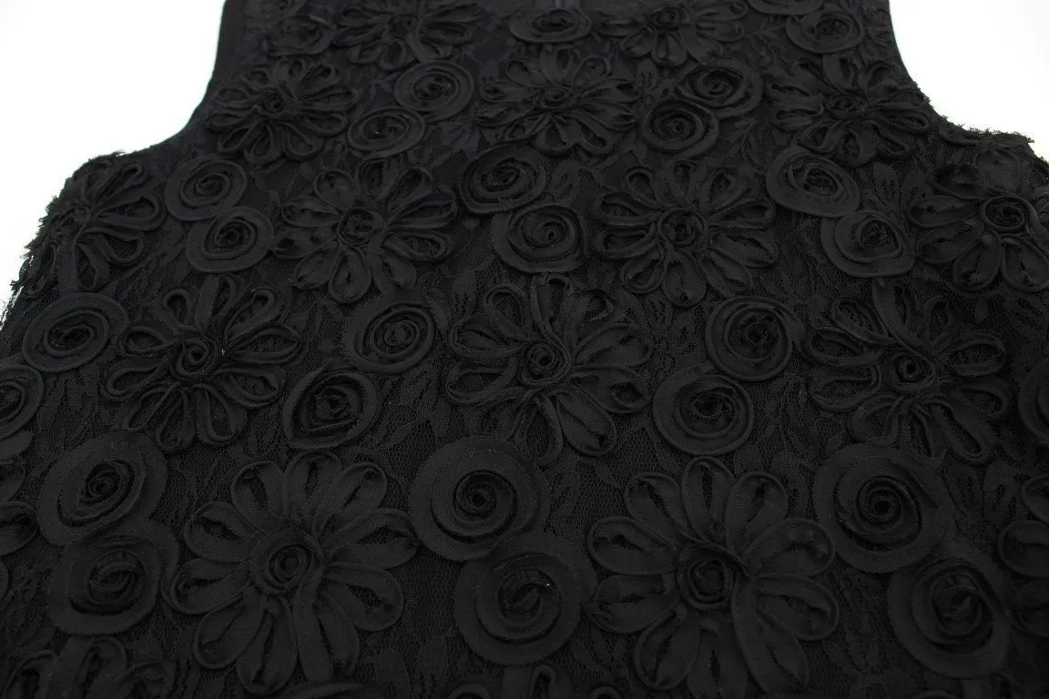 Black lace floral tank top