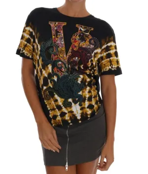 Black Stretch Gold Baroque T-Shirt