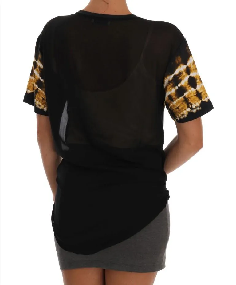 Black Stretch Gold Baroque T-Shirt