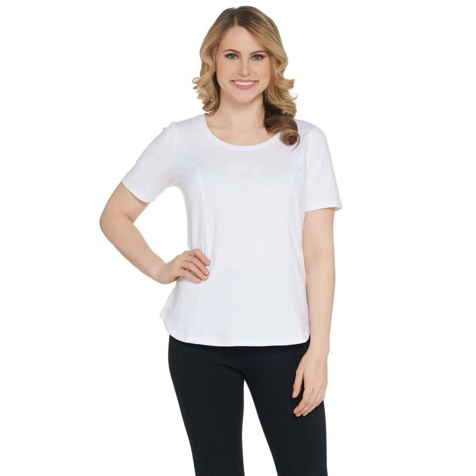 Bob Mackie Women's Essentials Scoopneck T-Shirt White Small
