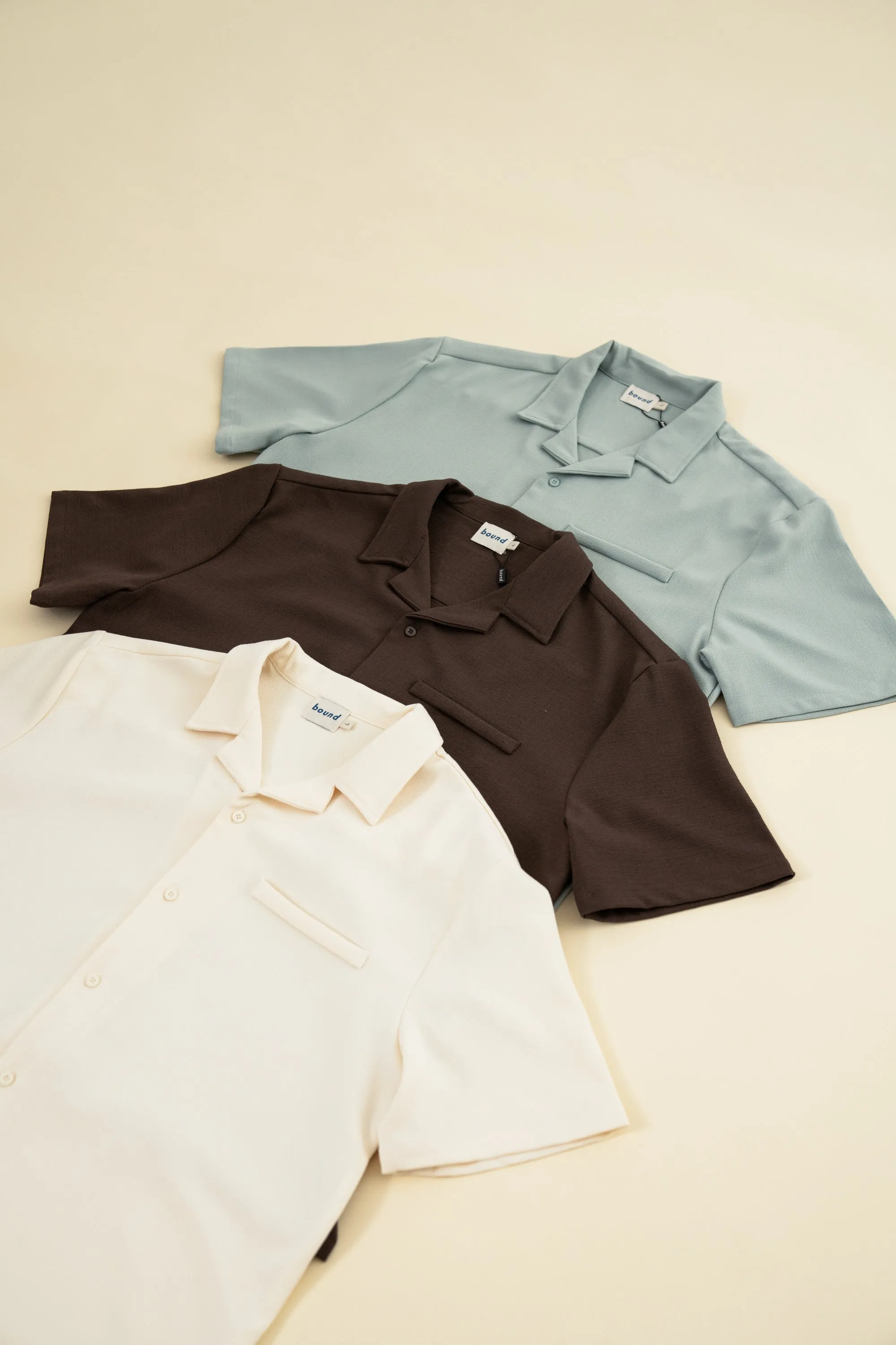 bound Heavy Cuban Textured SS Shirt - Cream