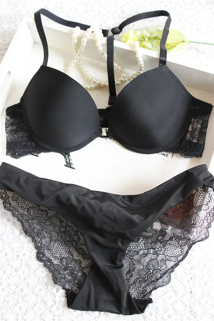 Buckle small chest women's underwear bra push up lace sexy thin adjustable set