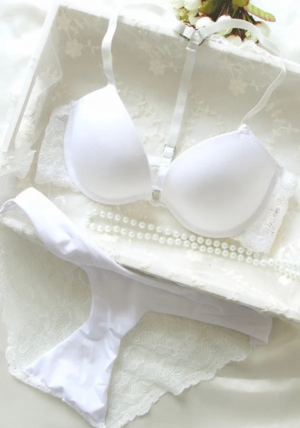 Buckle small chest women's underwear bra push up lace sexy thin adjustable set