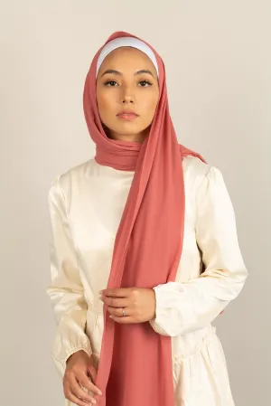 CALM CORAL Georgette Chiffon Scarf
