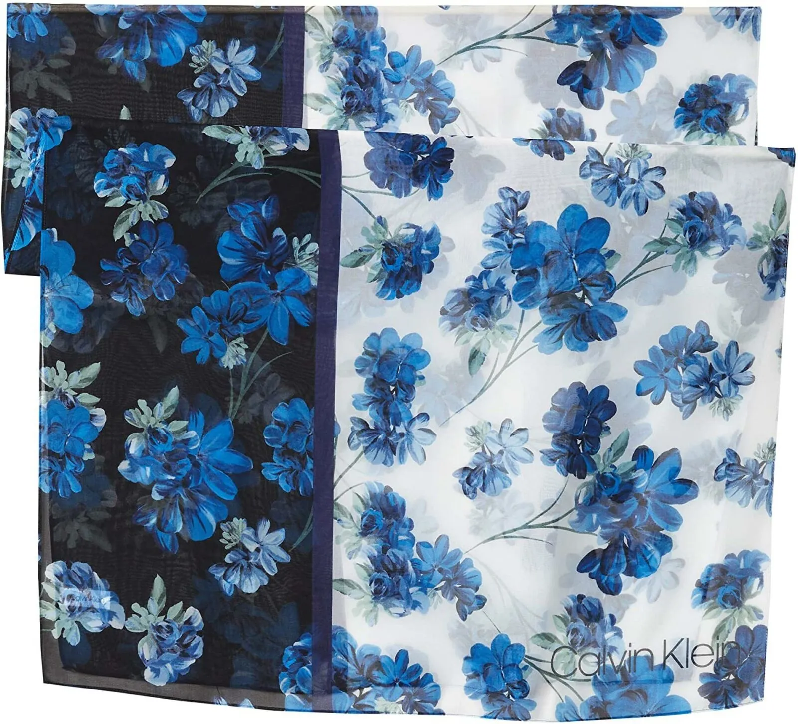 Calvin Klein Women's Colorblock Floral Chiffon Scarf