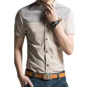 Casual Patchwork Short Sleeve Shirts