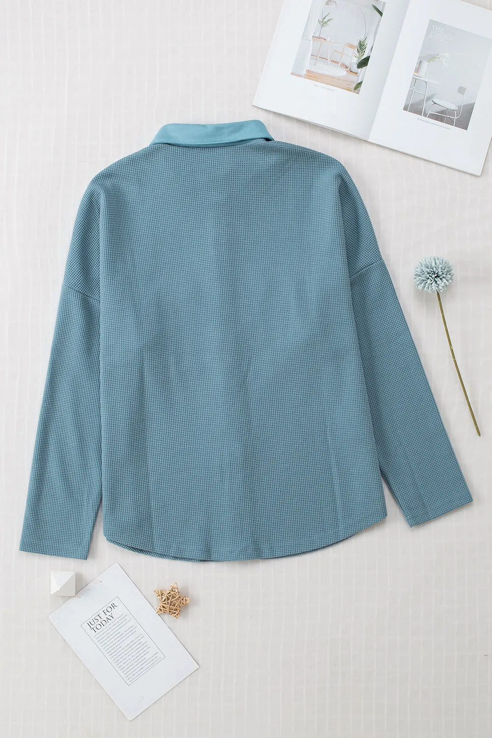 Chest Flap Waffle Knit Shacket