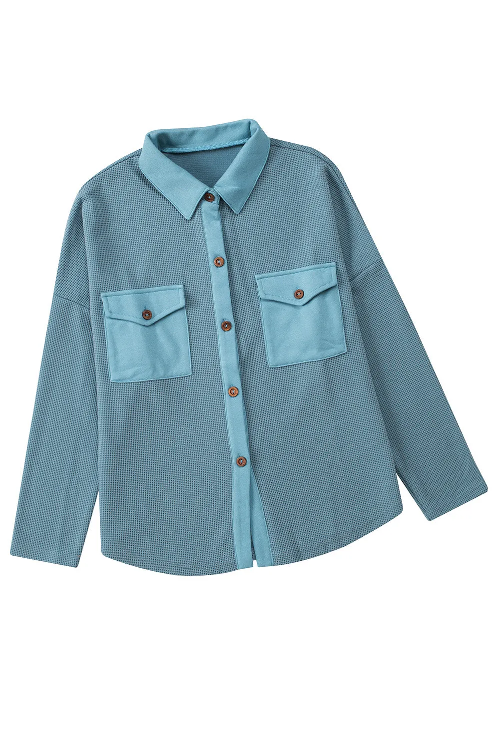 Chest Flap Waffle Knit Shacket
