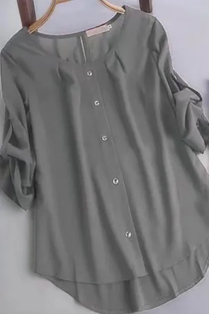 Chiffon Button Breasted Cotton T-shirt