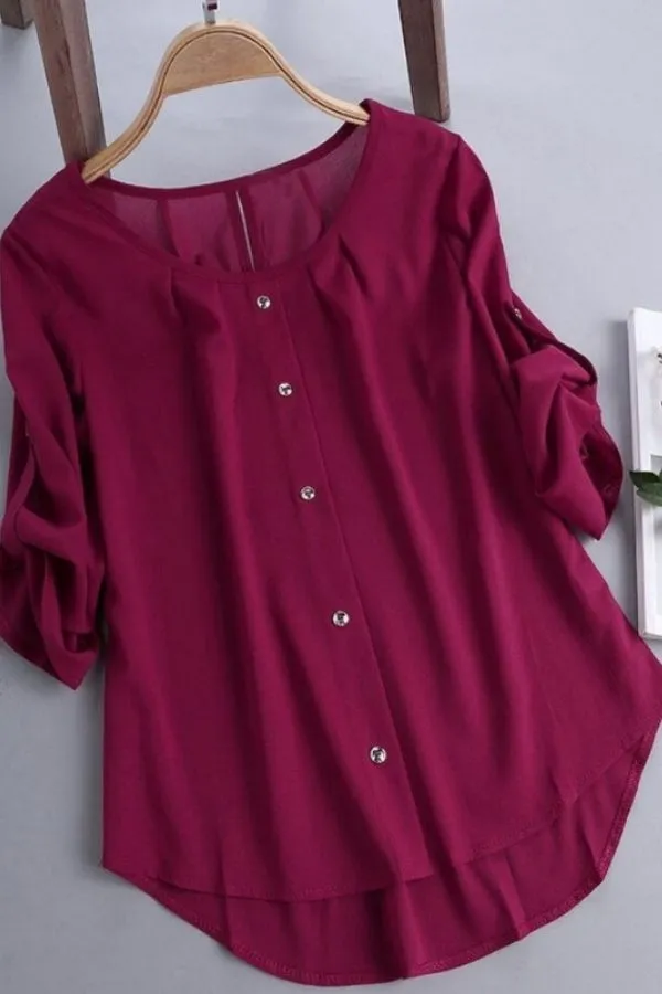 Chiffon Button Breasted Cotton T-shirt