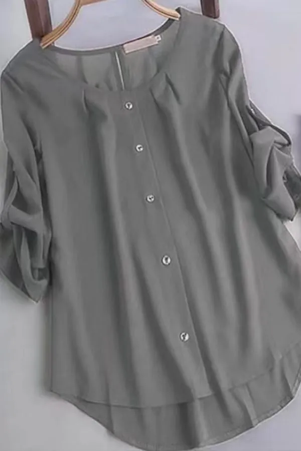 Chiffon Button Breasted Cotton T-shirt