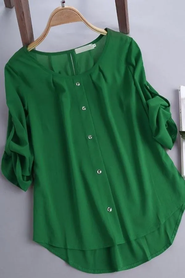 Chiffon Button Breasted Cotton T-shirt