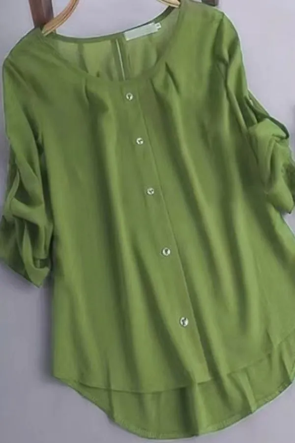 Chiffon Button Breasted Cotton T-shirt