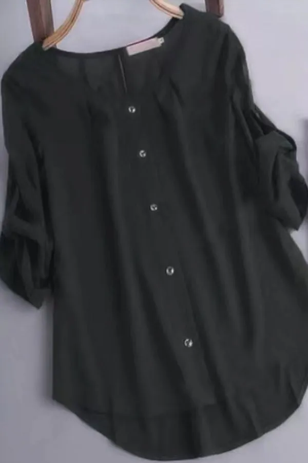 Chiffon Button Breasted Cotton T-shirt