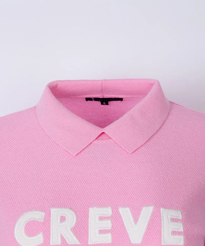 CREVE NINE: Loose Fit Modified Embroidered Collar Knit - Light Pink