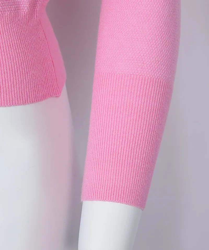 CREVE NINE: Loose Fit Modified Embroidered Collar Knit - Light Pink