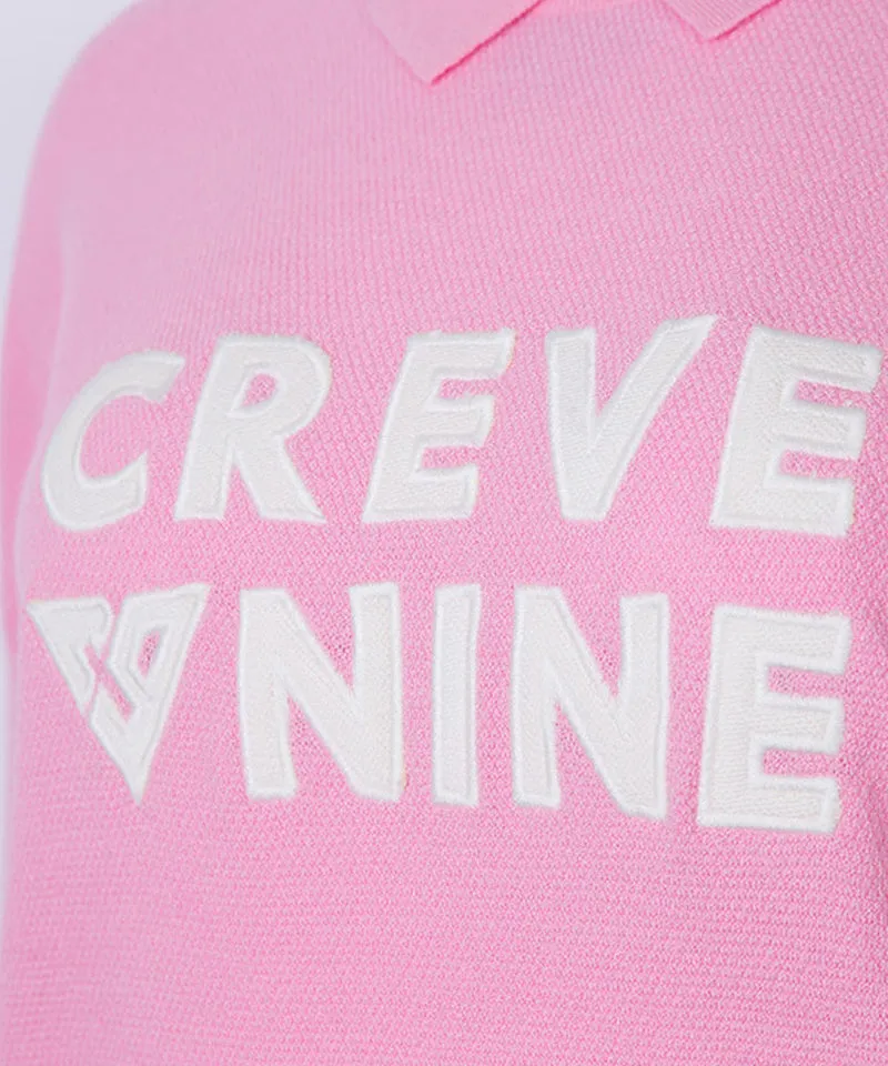 CREVE NINE: Loose Fit Modified Embroidered Collar Knit - Light Pink