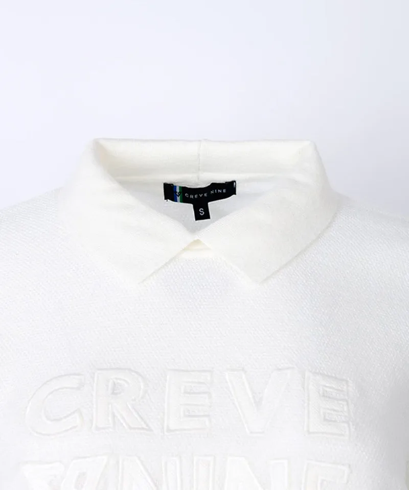 CREVE NINE: Loose Fit Modified Embroidered Collar Knit - White